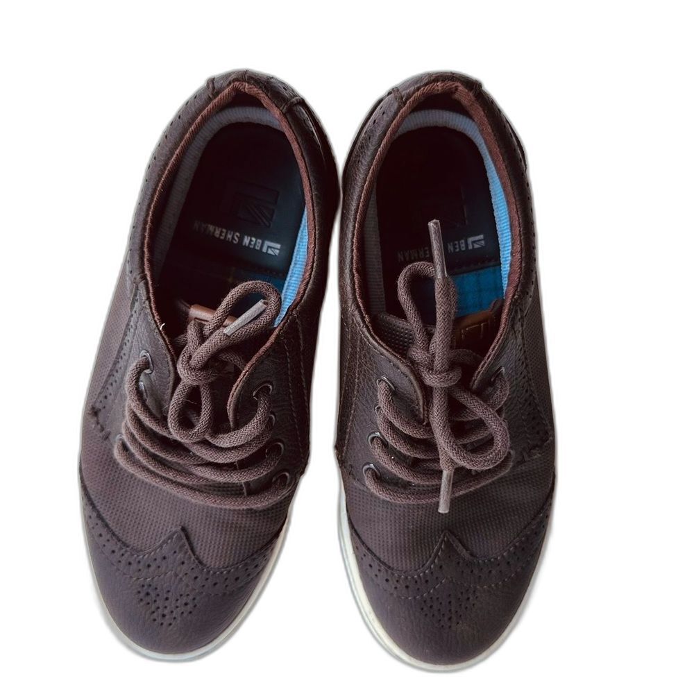 Ben Sherman Boy's Oxford Brown Shoes Dress Sneakers Wing-Tip Lace Up Size 2
